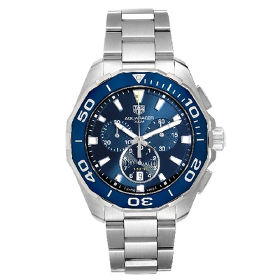 Shop Tag Heuer Aquaracer Blue Dial Chronograph Steel Mens Watch Cay111b In Not Applicable