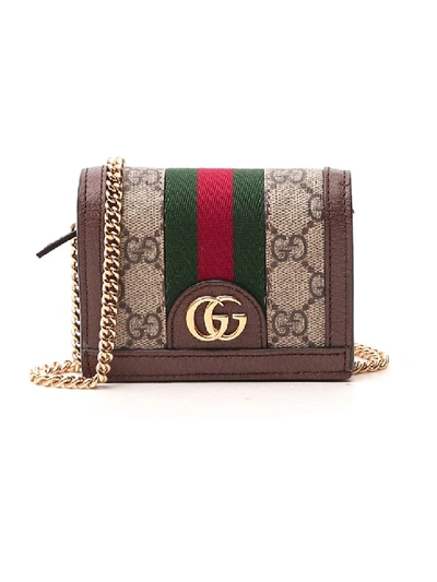 Shop Gucci Ophidia Beige/brown Leather Wallet