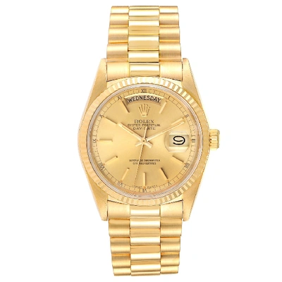 Shop Rolex President Day-date 36mm Yellow Gold Mens Watch 18038 In Not Applicable
