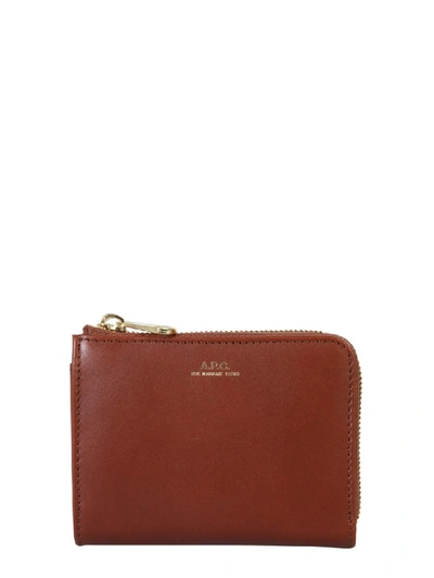 Shop Apc Brown Leather Wallet