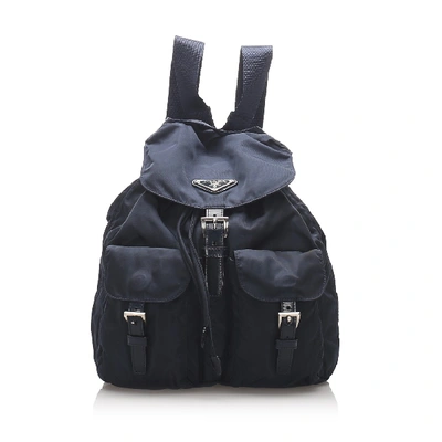 Shop Prada Tessuto Drawstring Backpack In Blue