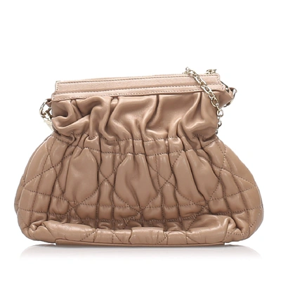 Shop Dior Cannage Leather Shoulder Bag In Brown