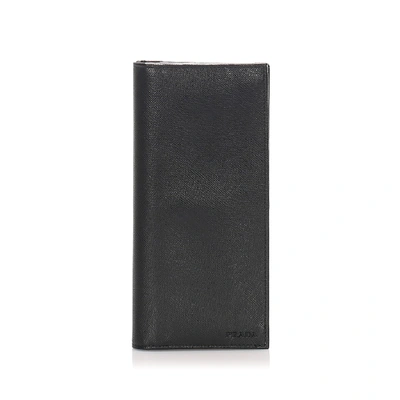Shop Prada Saffiano Long Wallet In Black