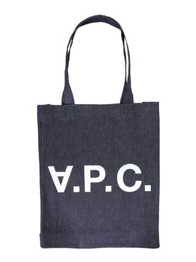 Shop Apc Laure Blue Cotton Tote