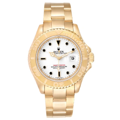 Shop Rolex Yachtmaster 40mm Yellow Gold White Dial Mens Watch 16628 In Not Applicable