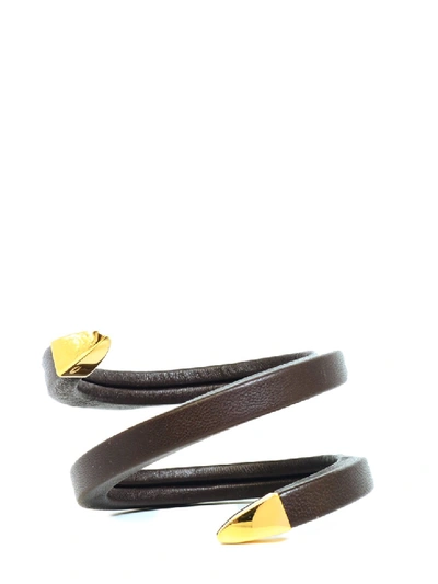 Shop Bottega Veneta Brown Leather Bracelet In Not Applicable