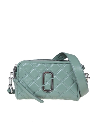 Shop Marc Jacobs The Softshot Green Leather Shoulder Bag