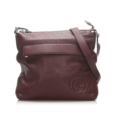 Shop Gucci Leather Crossbody Bag In Burgundy