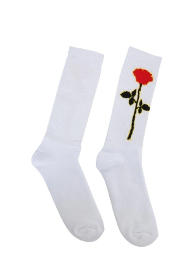 Shop Palm Angels White Cotton Socks