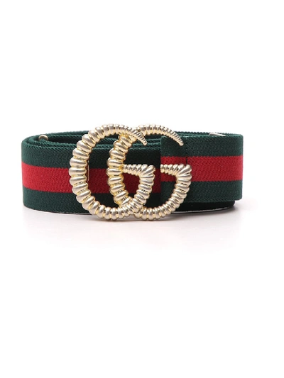 Shop Gucci Red/green Fabric Belt In Multicolor