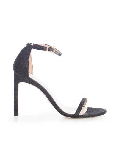 Shop Stuart Weitzman Nudistsong High Sandals Glitter In Black