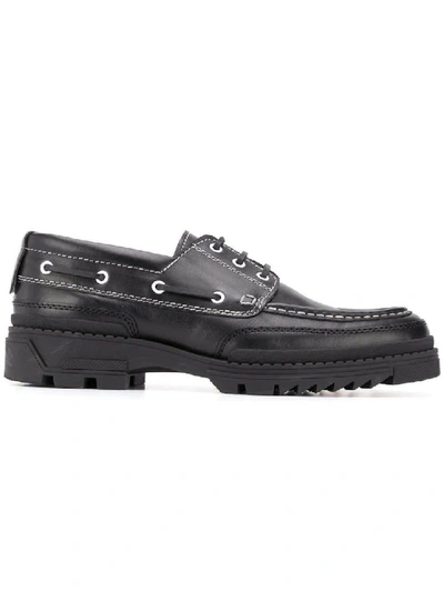 Shop Ami Alexandre Mattiussi Black Boat Shoes With Tractor Sole