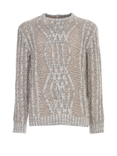 Shop Giorgio Armani Cashmere Sweater W/braid In Grey