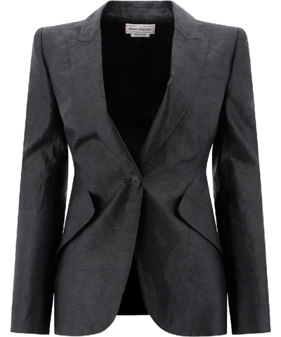 Shop Alexander Mcqueen Black Linen Blazer