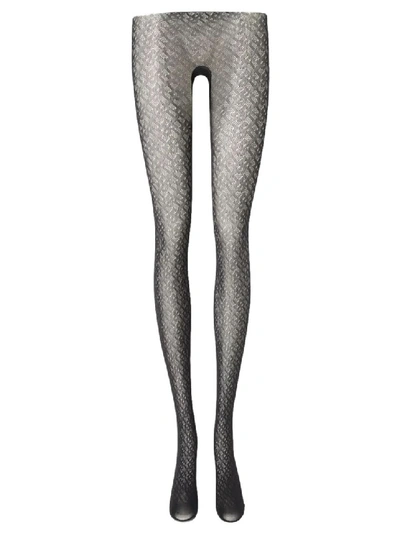 Shop Burberry Tb Monogram Tights Black In Grey