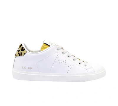 Shop Leather Crown Leopard Leather Sneakers In White