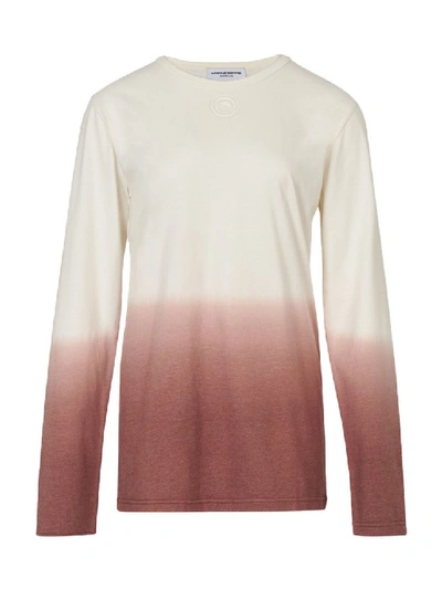 Shop Marine Serre Recycled Cotton Long Sleeve Dip Dye T-shirt In White