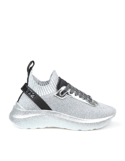 Shop Dsquared2 Speedster Sneakers In Silver Lurex In White