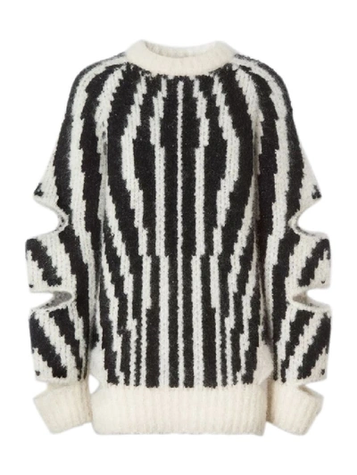 Shop Burberry Zebra Print Cut-out Sweater In Black
