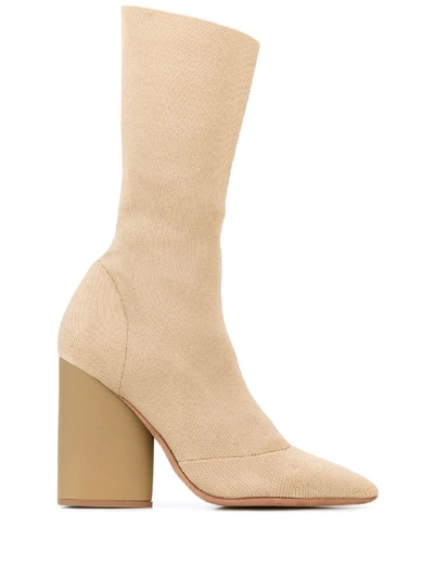 Shop Yeezy High-heel Sock Boot In Neutrals