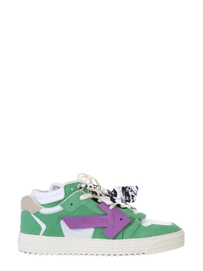 Shop Off-white Off Court Low Green Leather Sneakers