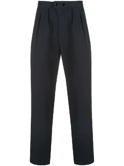 Shop Julien David Navy Pleated Pants In Black