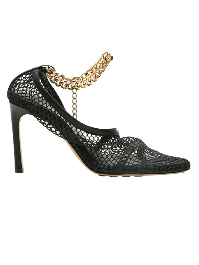 Shop Bottega Veneta Mesh Chain Heels In Black