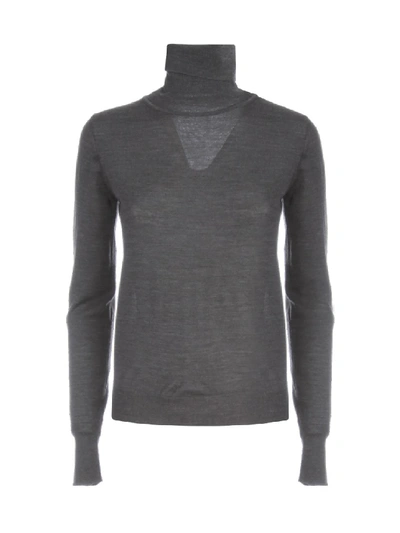 Shop Nuur High Neck 100% Merino Wool Sweater In Grey