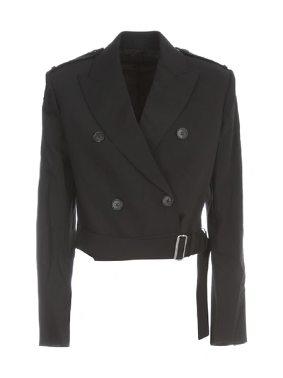 Shop Helmut Lang Wool Cropped Jacket In Black
