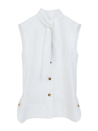 Shop Chloé White Sleeveless Cotton Shirt