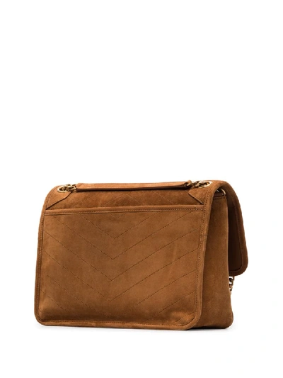 Shop Saint Laurent Medium Niki Suede Shoulder Bag In Brown