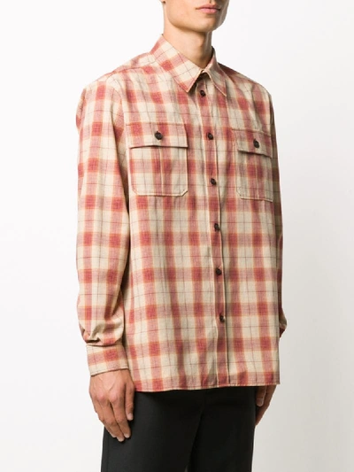 Shop Acne Studios Oversized Checked Flannel Shirt In Neutrals