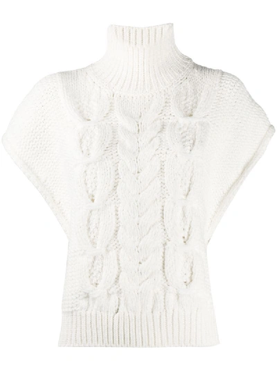 Shop Iro Short Sleeved Cable-knit Sweater In White