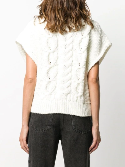 Shop Iro Short Sleeved Cable-knit Sweater In White