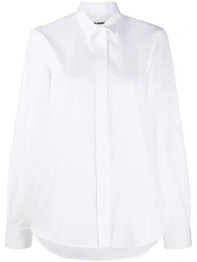 Shop Jil Sander Long Sleeve Cotton Shirt In White