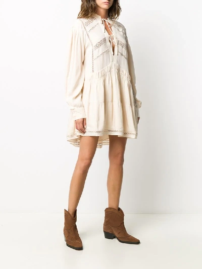 Shop Iro Luton Long-sleeve Trapeze Dress In Neutrals