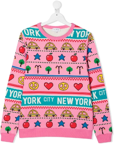 Shop Little Marc Jacobs Teen Print Mix Sweatshirt In Pink