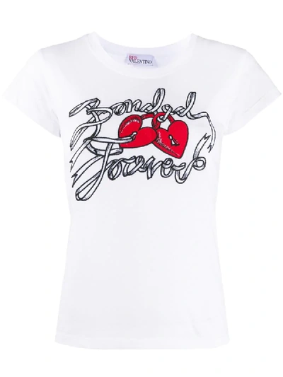 Shop Red Valentino Slogan-print T-shirt In White