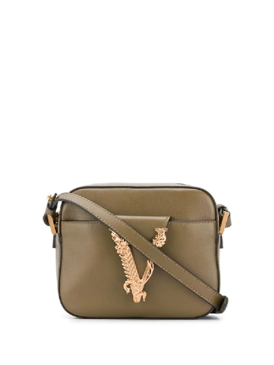Shop Versace V Logo Crossbody Bag In Green