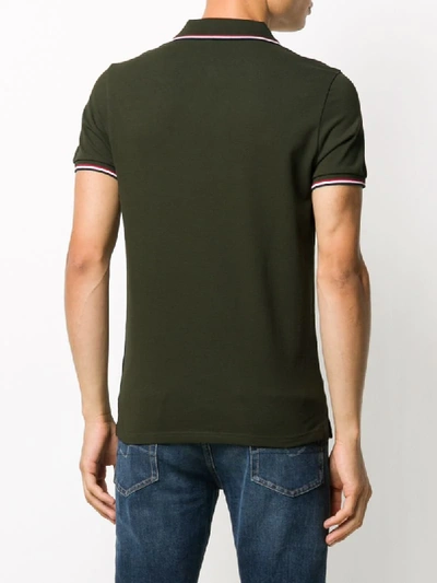 Shop Moncler Piqué Knit Polo Shirt In Green