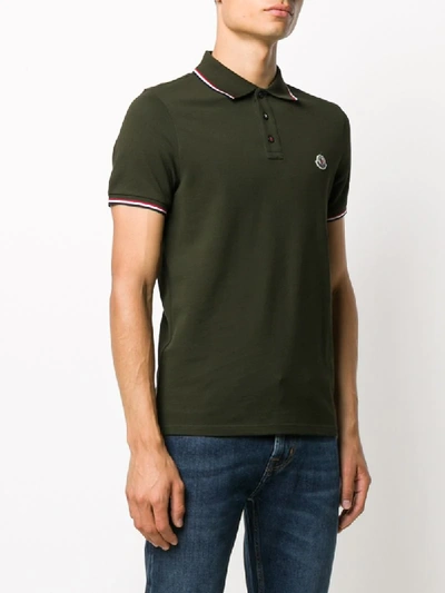 Shop Moncler Piqué Knit Polo Shirt In Green
