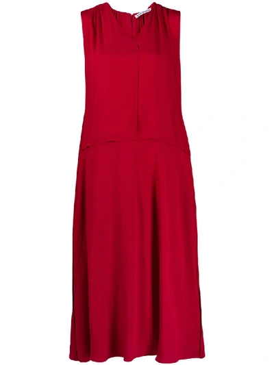 Shop Acne Studios Draped Sleeveless Midi Dress In Red