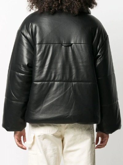 Nanushka Hide Quilted Padded Vegan Leather Jacket In Black