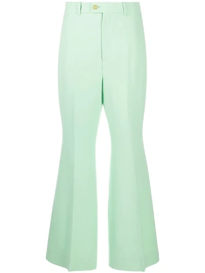 Shop Gucci High-waist Flared Trousers In Green