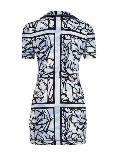 Shop Fendi X Joshua Vides Floral Intarsia Polo Dress In Blue