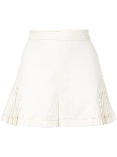 Shop Alexis Scottie Pleated Cotton Shorts In White