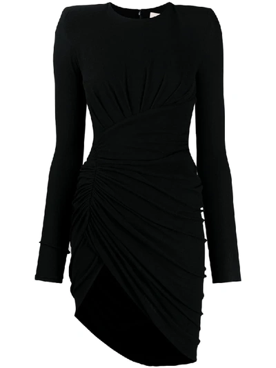 Shop Alexandre Vauthier Ruched Asymmetric Mini Dress In Black