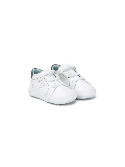 Shop Fendi Ff Perforated Pre-walkers In White