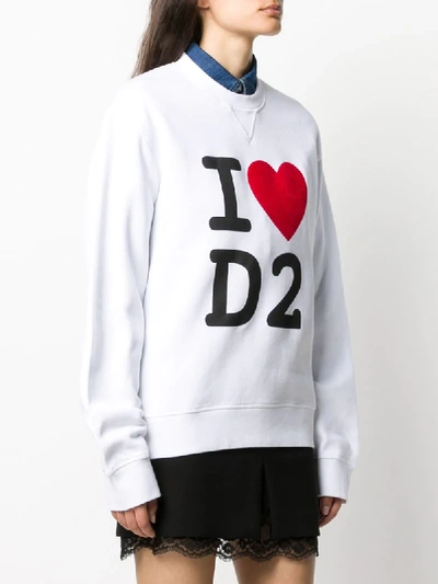 Shop Dsquared2 I Heart D2 Print Sweatshirt In White