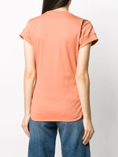 Shop Chloé Slogan-print Curved-hem T-shirt In Orange